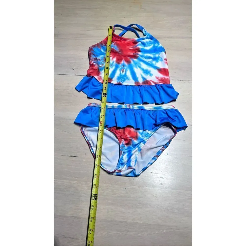 Bobbie Brooks Girls Tie Dye Tankini Set Bathing Suit Multi-Color Size Medium